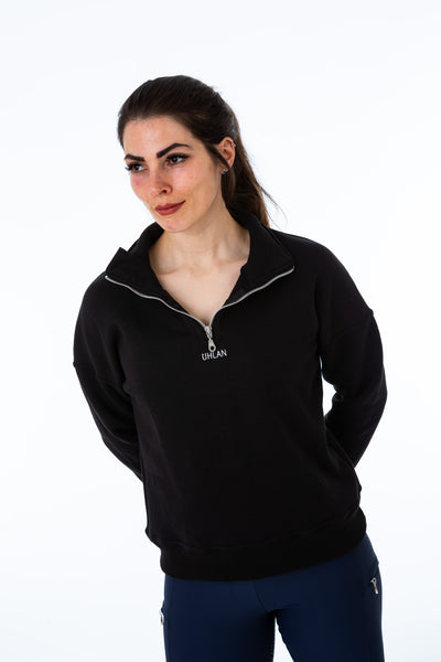 Unisex Black Half Zip Sweatshirt