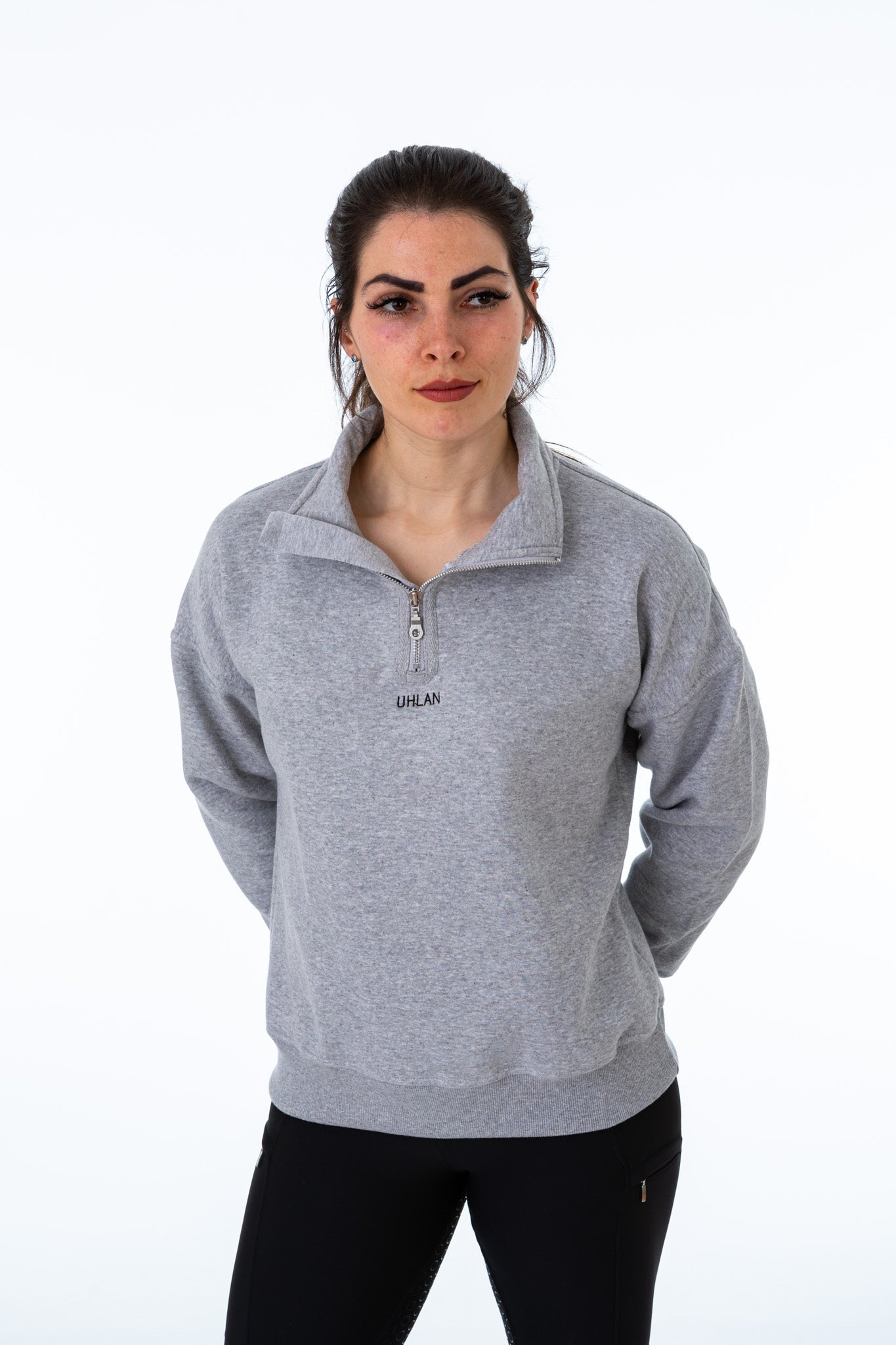 Unisex Grey Half Zip Sweatshirt