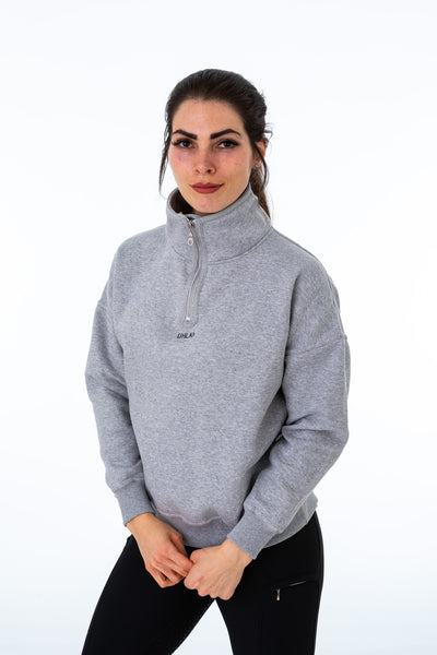 Unisex Grey Half Zip Sweatshirt