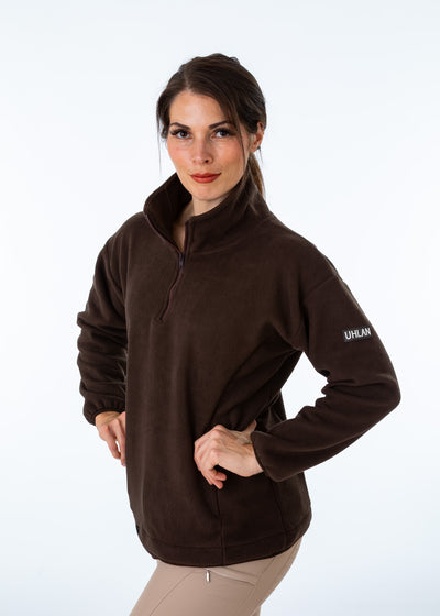 Unisex Brown Fleece Half Zip Sweatshirt