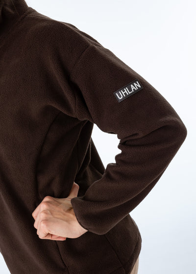 Unisex Brown Fleece Half Zip Sweatshirt