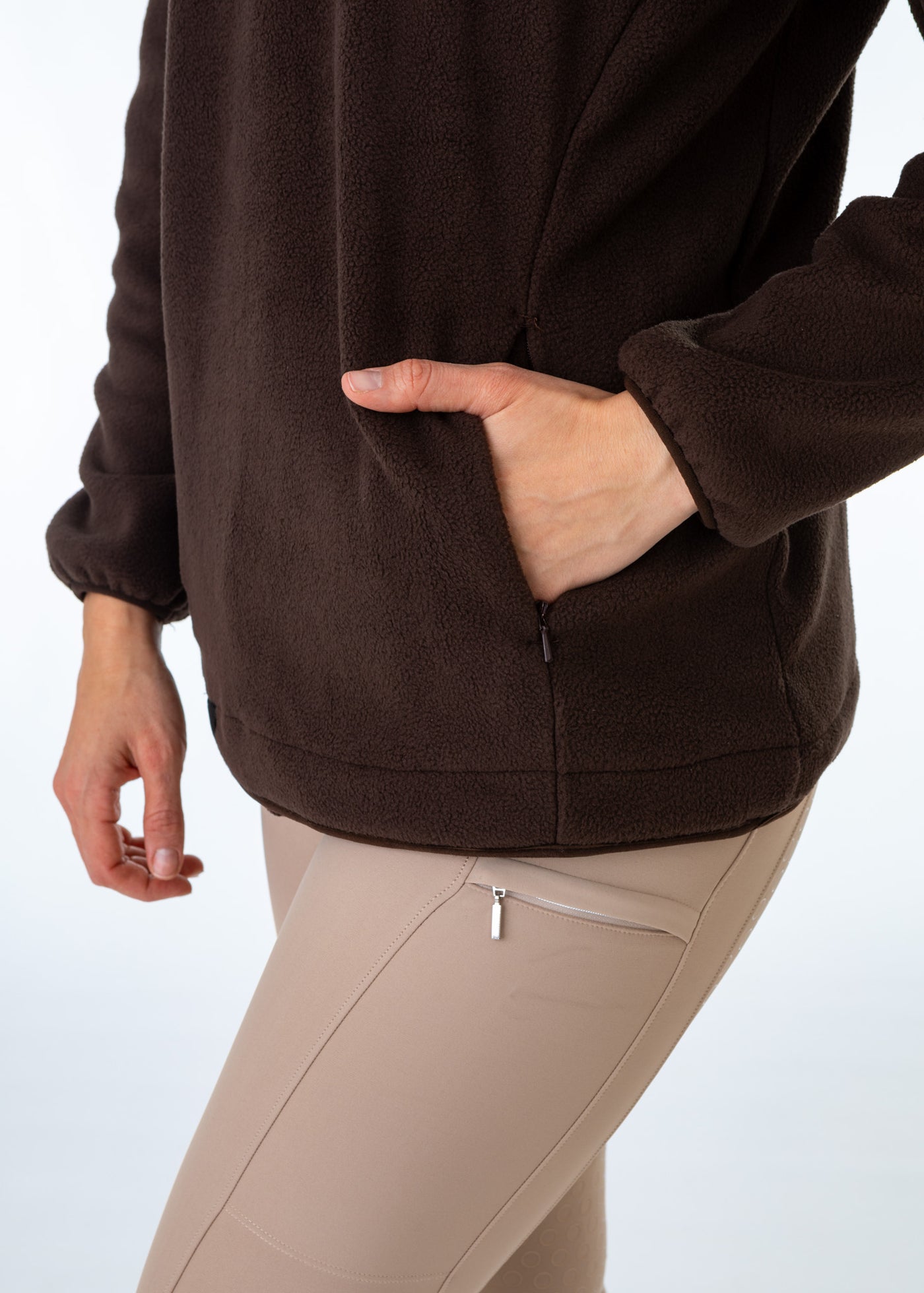 Unisex Brown Fleece Half Zip Sweatshirt