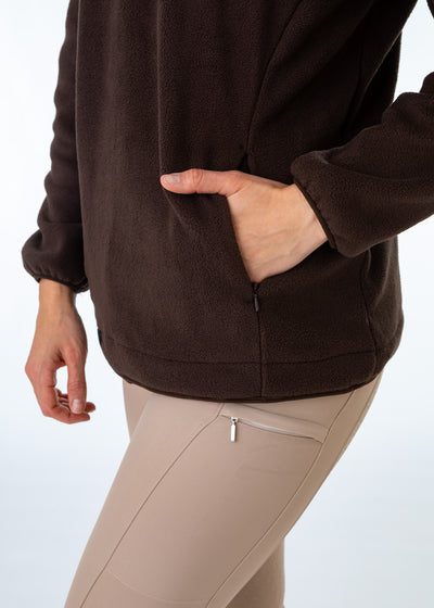 Unisex Brown Fleece Half Zip Sweatshirt