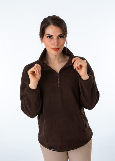 Unisex Brown Fleece Half Zip Sweatshirt
