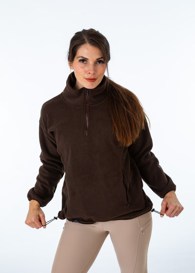 Unisex Brown Fleece Half Zip Sweatshirt