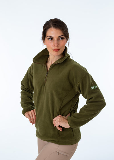 WORN ONCE IN PHOTOSHOOT Olive Green Unisex Half  Zip Fleece Sweatshirt - SMALL