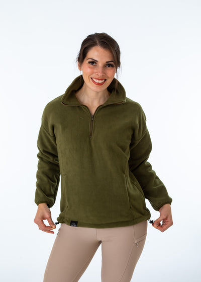 WORN ONCE IN PHOTOSHOOT Olive Green Unisex Half  Zip Fleece Sweatshirt - SMALL