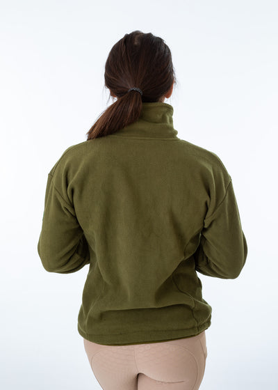 WORN ONCE IN PHOTOSHOOT Olive Green Unisex Half  Zip Fleece Sweatshirt - SMALL