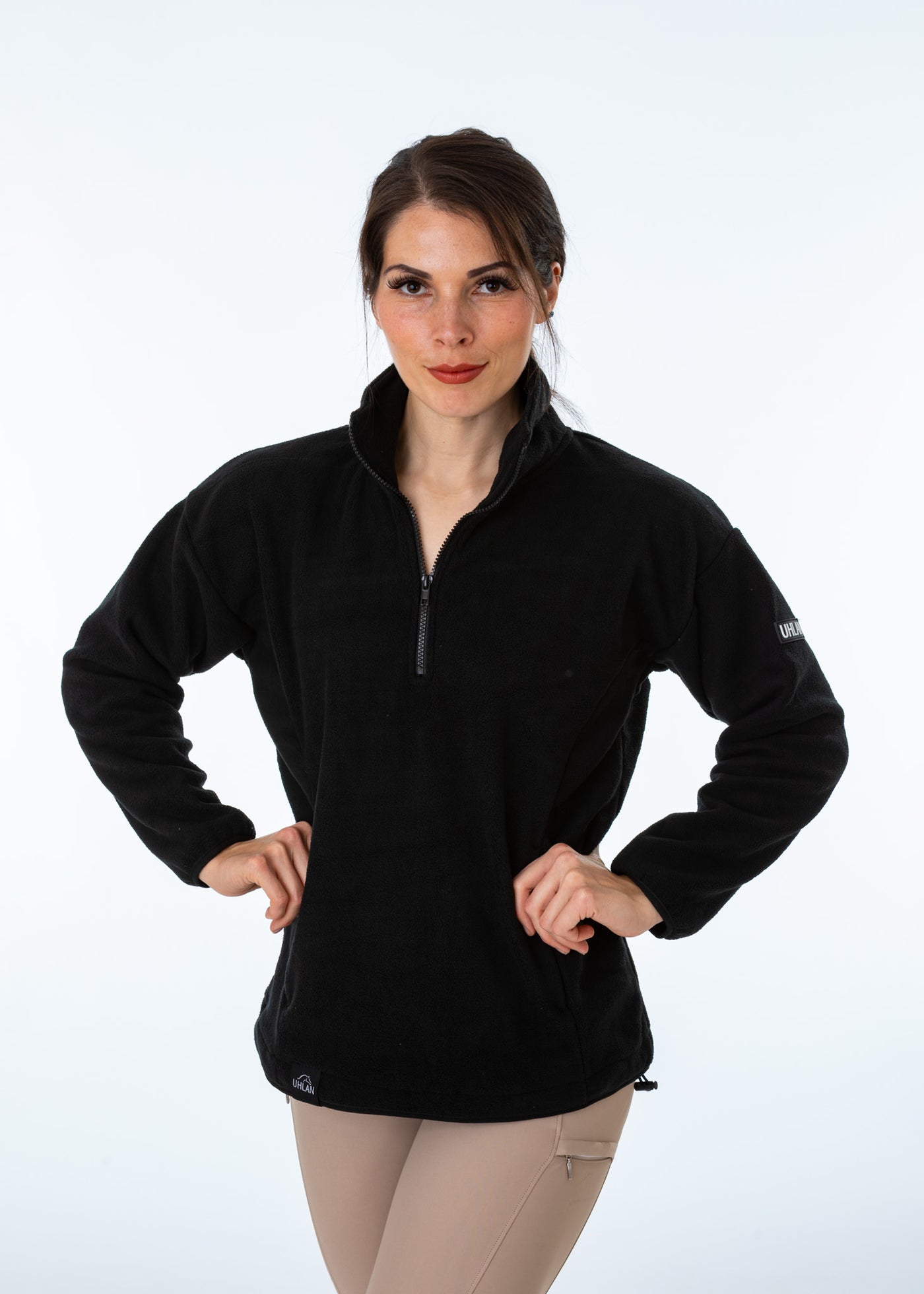 Unisex Black Fleece Half Zip Sweatshirt