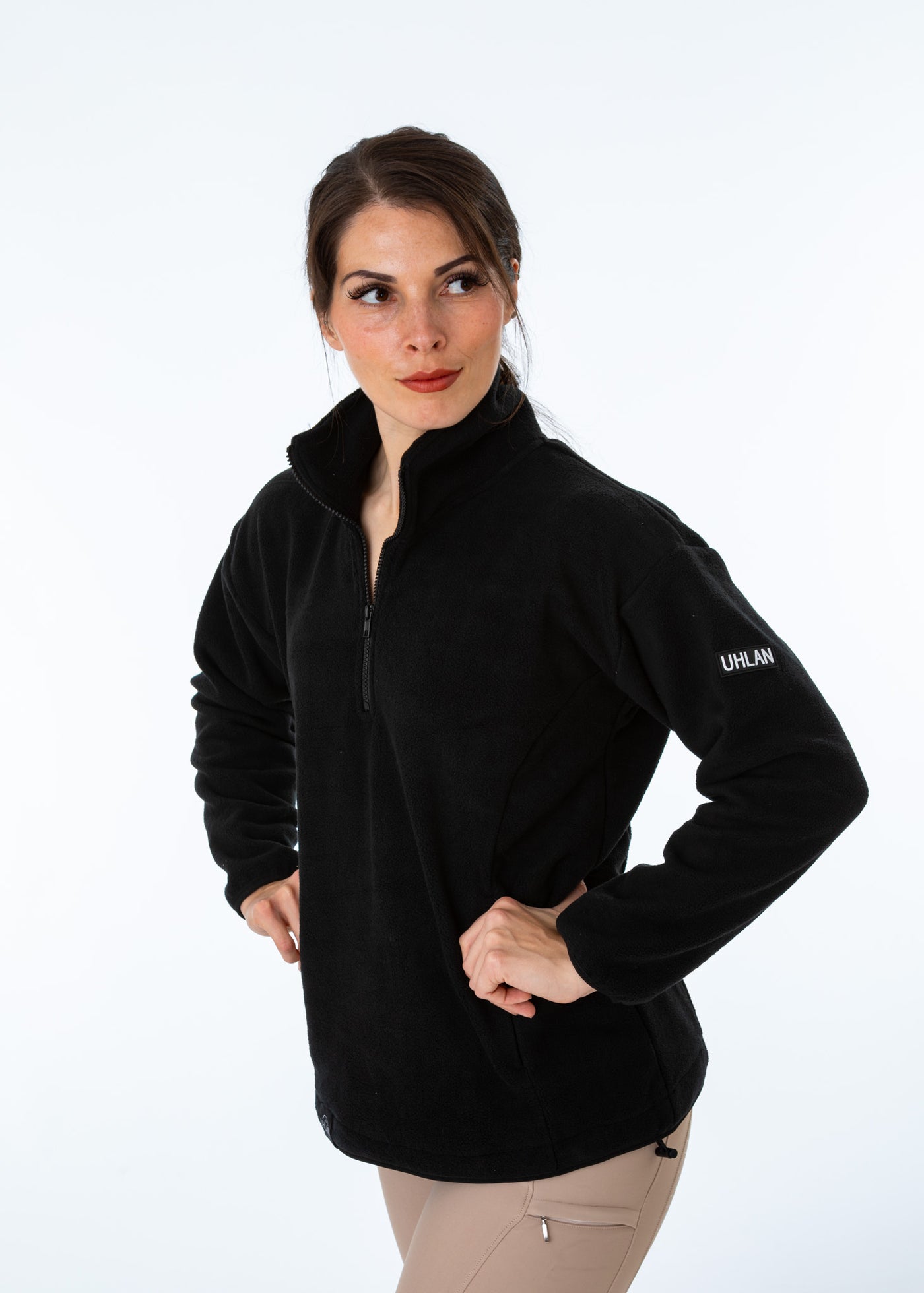 Unisex Black Fleece Half Zip Sweatshirt