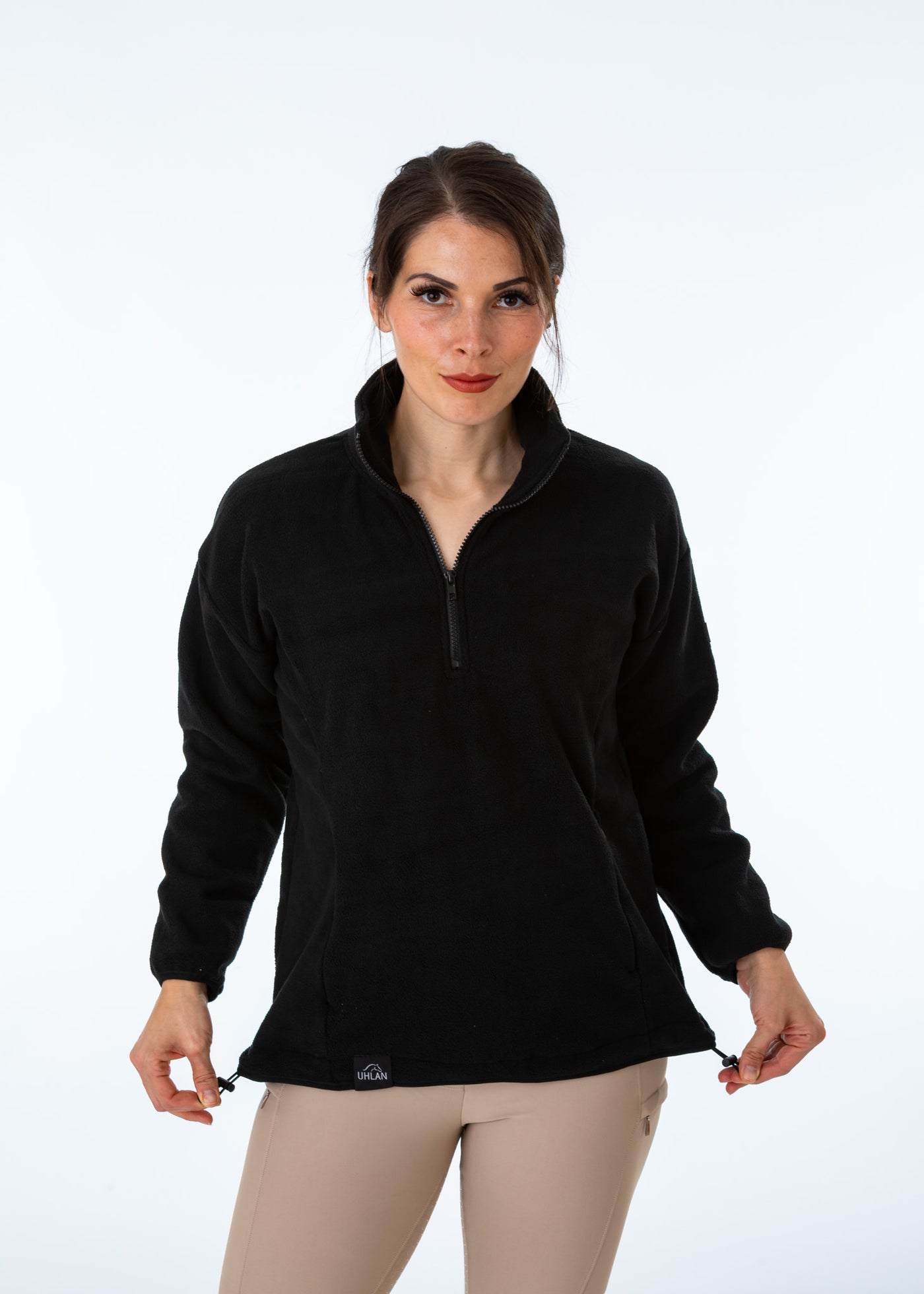 Unisex Black Fleece Half Zip Sweatshirt