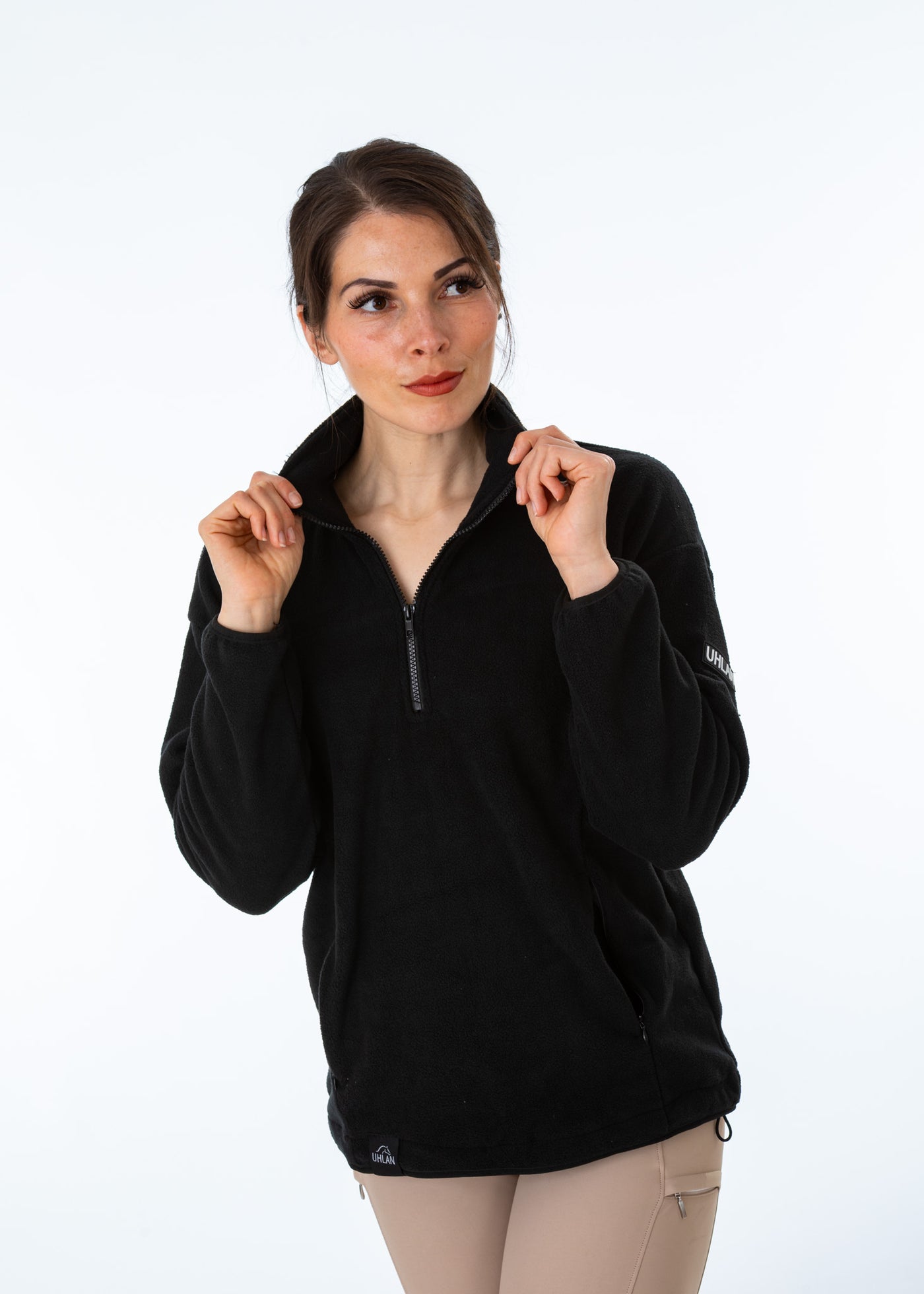 Unisex Black Fleece Half Zip Sweatshirt