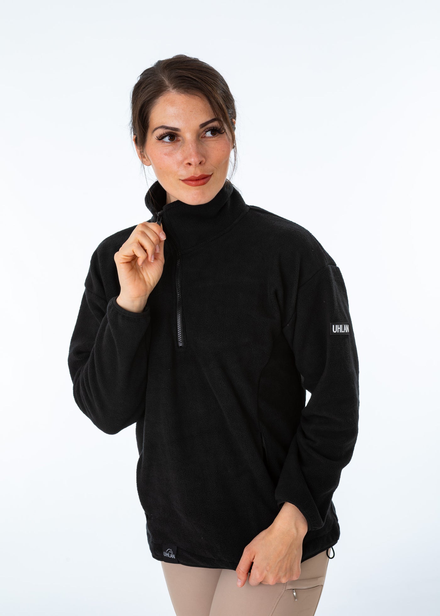 Unisex Black Fleece Half Zip Sweatshirt