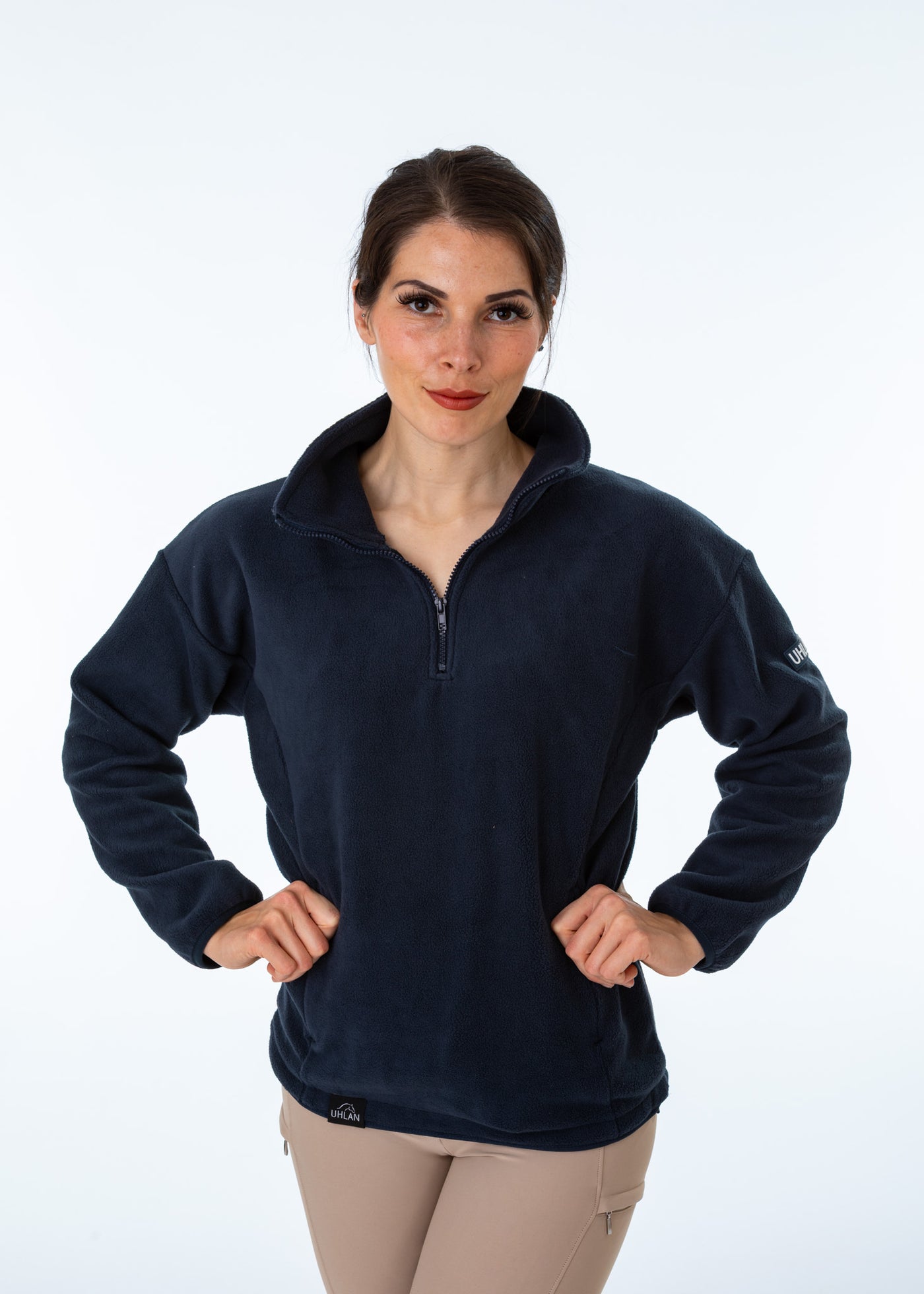 WORN ONCE IN PHOTOSHOOT Navy Unisex Half Zip Fleece Sweatshirt - SMALL
