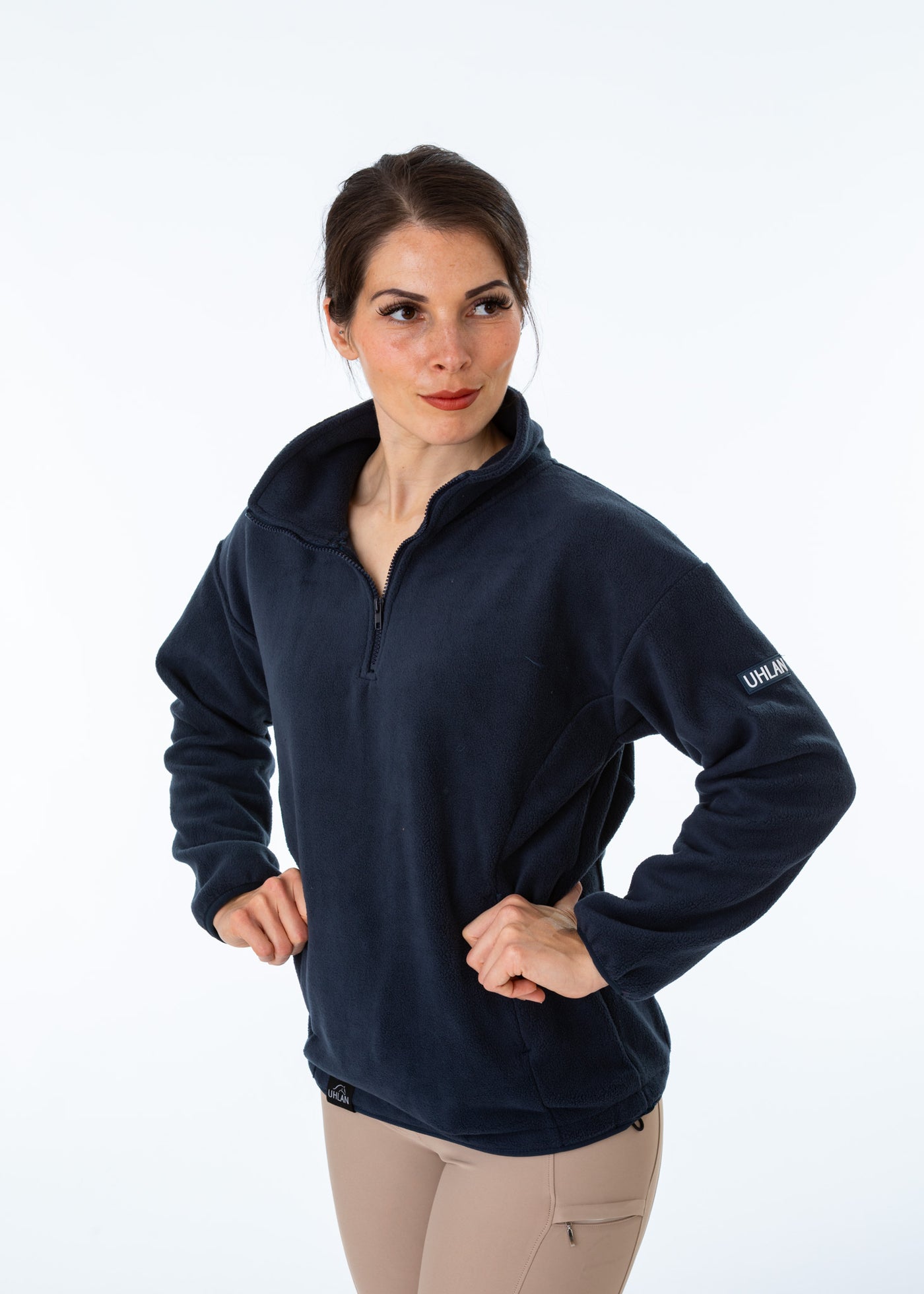 Unisex Navy Fleece Half Zip Sweatshirt