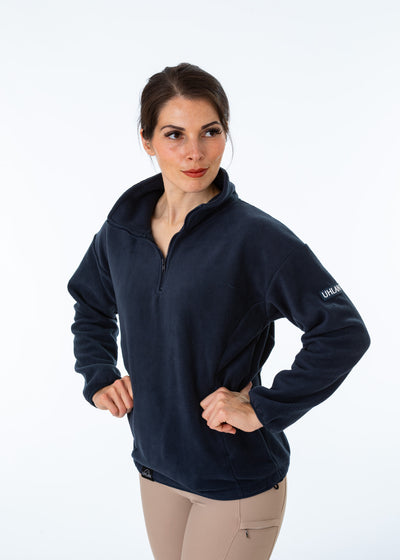 WORN ONCE IN PHOTOSHOOT Navy Unisex Half Zip Fleece Sweatshirt - SMALL