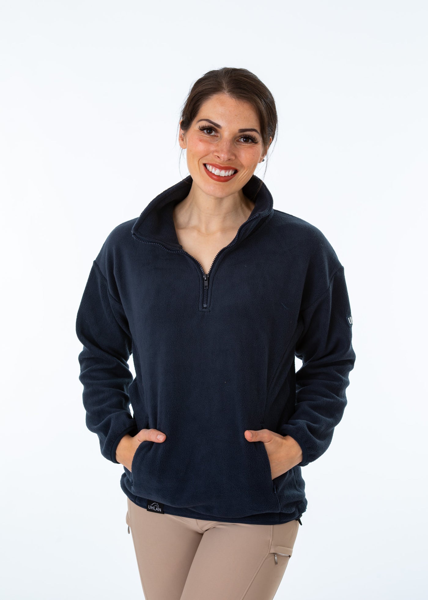 WORN ONCE IN PHOTOSHOOT Navy Unisex Half Zip Fleece Sweatshirt - SMALL