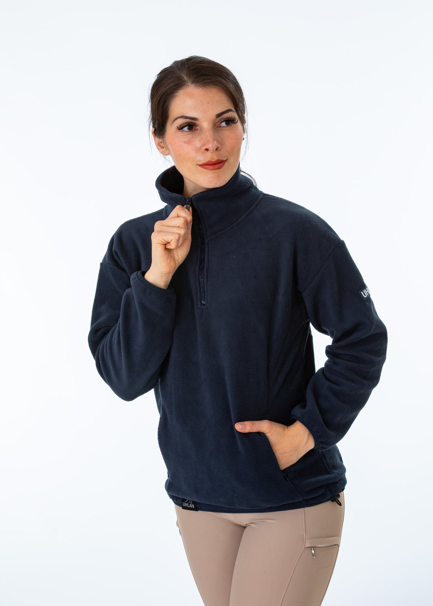 WORN ONCE IN PHOTOSHOOT Navy Unisex Half Zip Fleece Sweatshirt - SMALL