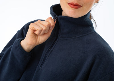 WORN ONCE IN PHOTOSHOOT Navy Unisex Half Zip Fleece Sweatshirt - SMALL