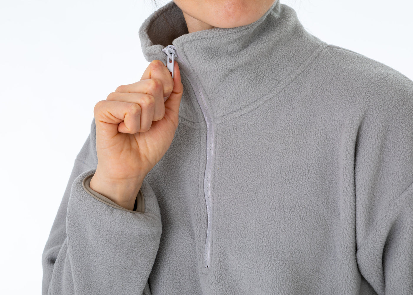 WORN ONCE IN PHOTOSHOOT Grey Unisex Half Fleece Zip Sweatshirt - SMALL