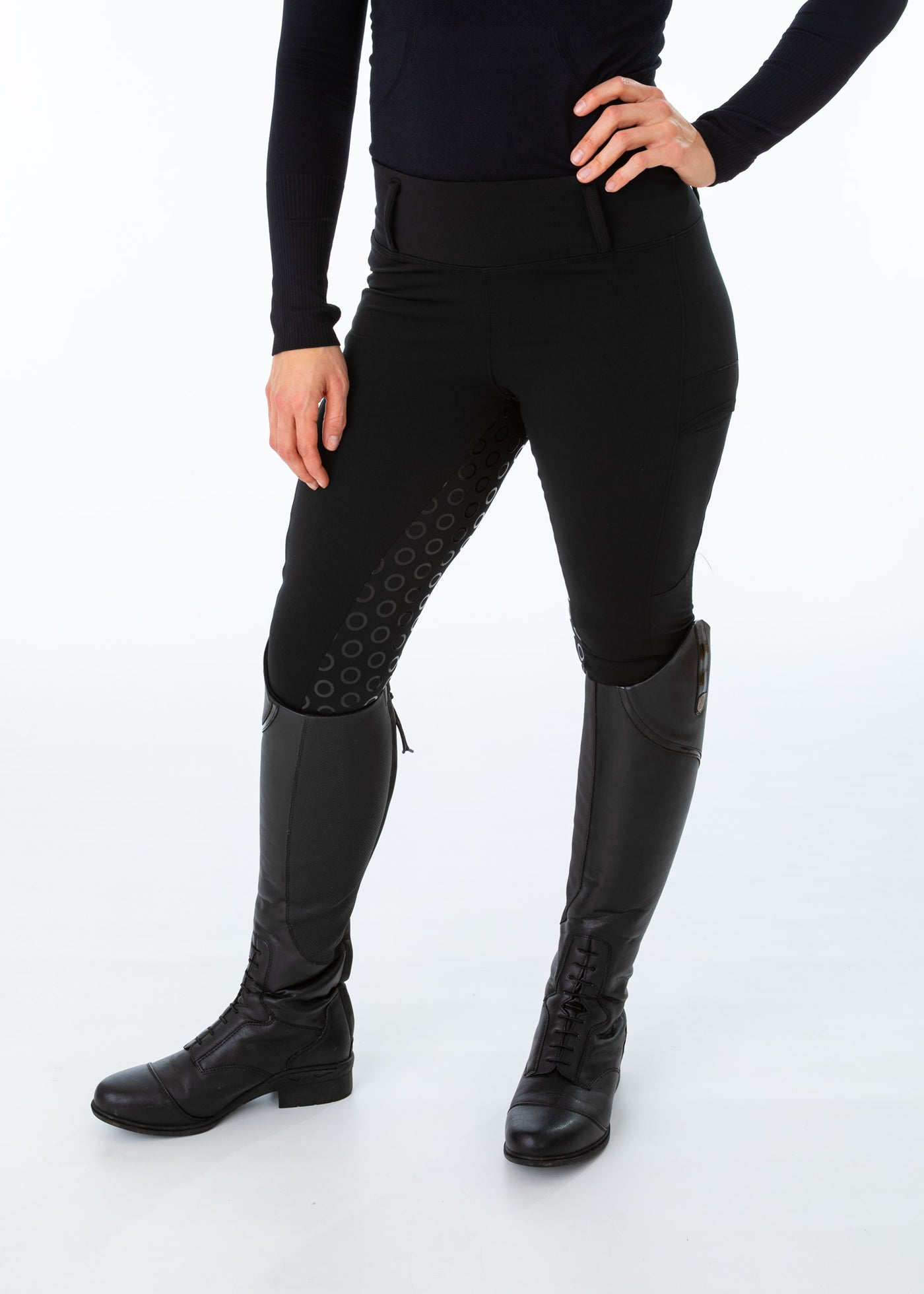 Black Fleece Lined Full Seat Riding Leggings