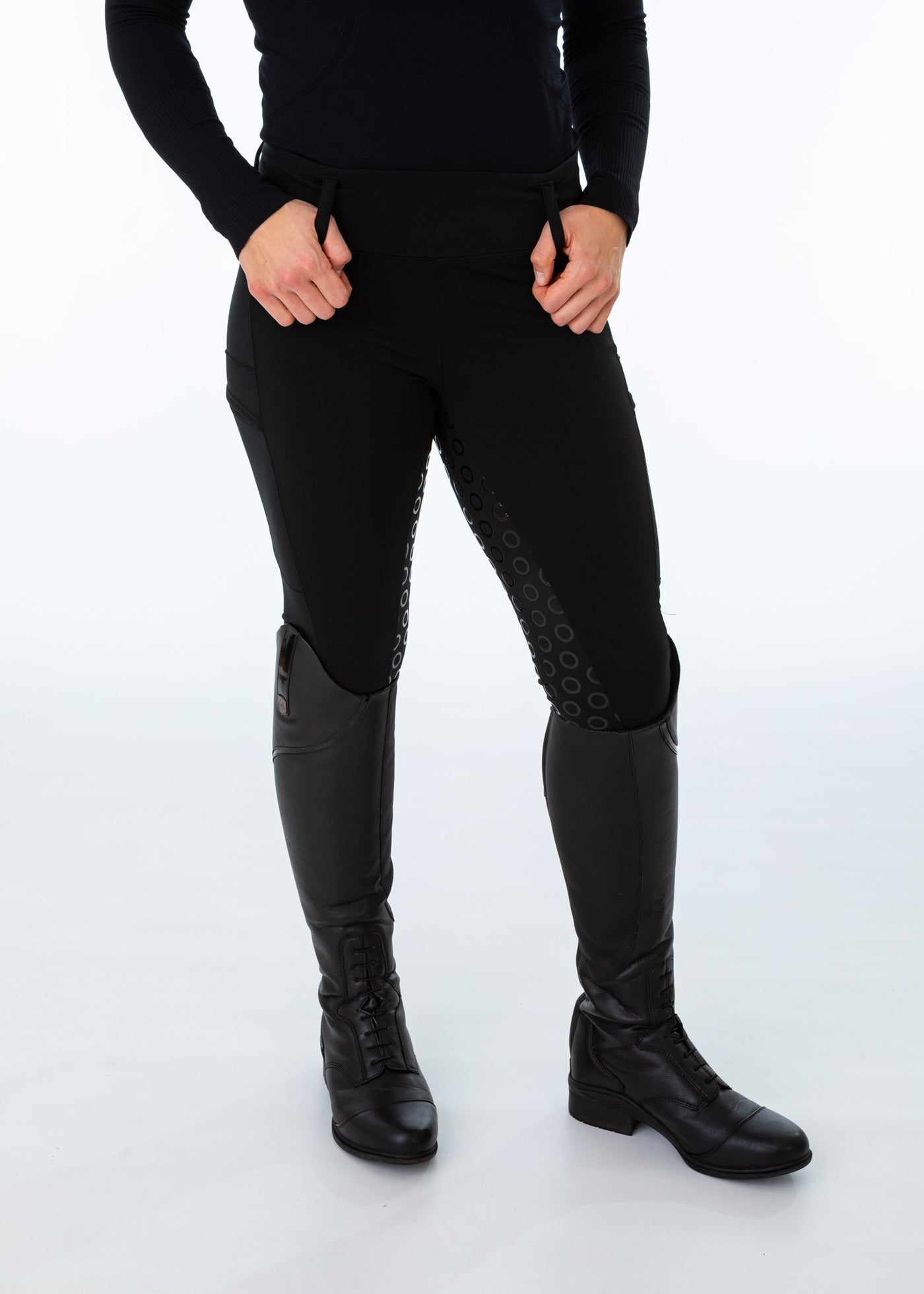 Black Fleece Lined Full Seat Riding Leggings