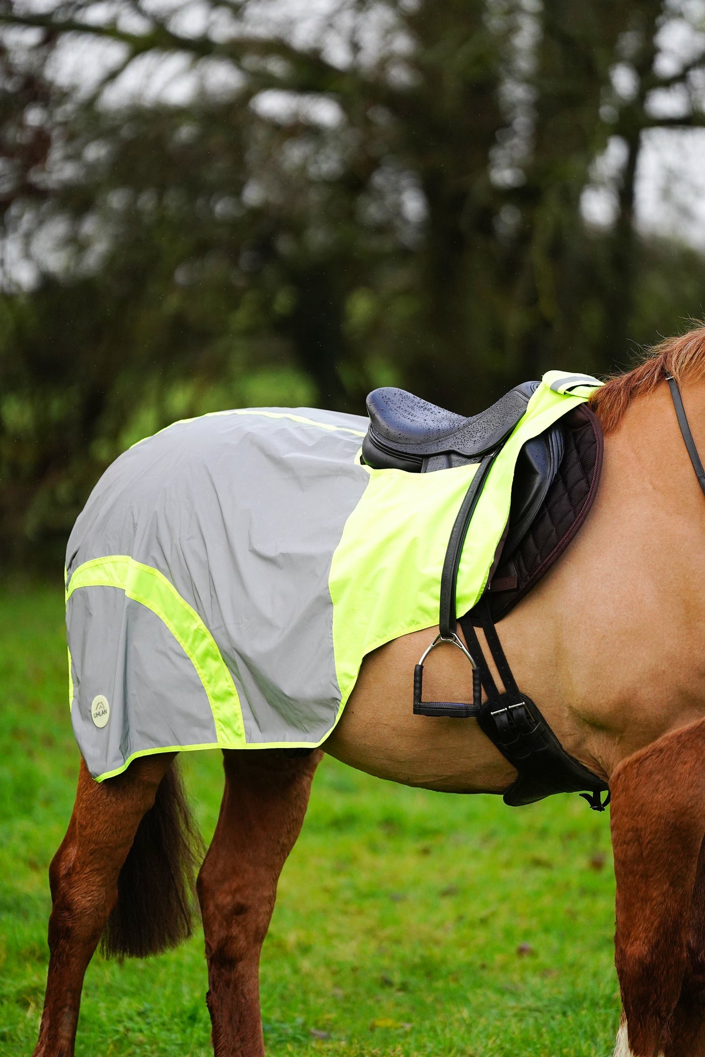 SAMPLE Yellow Hi Viz Reflected Waterproof Exercise Sheet Rug - FUR LINING