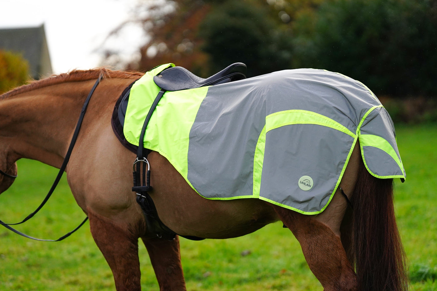 SAMPLE Yellow Hi Viz Reflected Waterproof Exercise Sheet Rug - FUR LINING