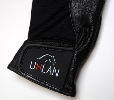 Unisex Black Leather Grip Riding Gloves
