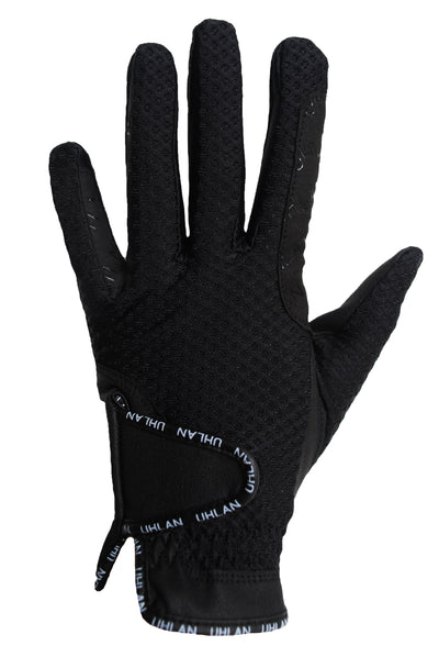 Unisex Black Mesh Grip Horse Riding Gloves