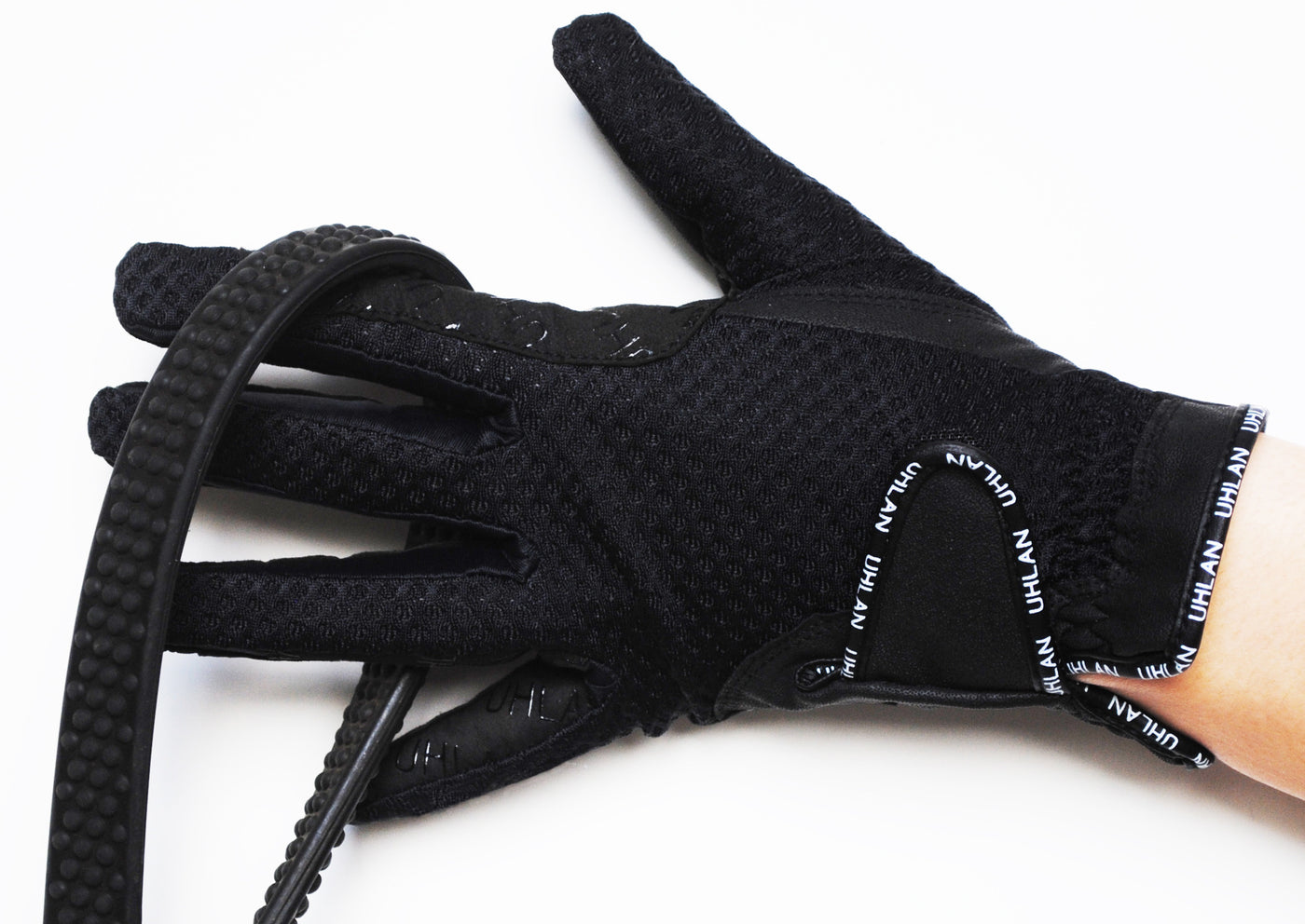 Unisex Black Mesh Grip Horse Riding Gloves