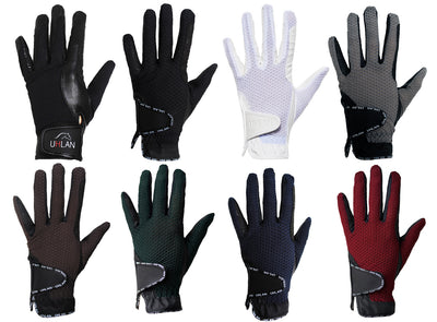 Unisex White Mesh Grip Riding Gloves