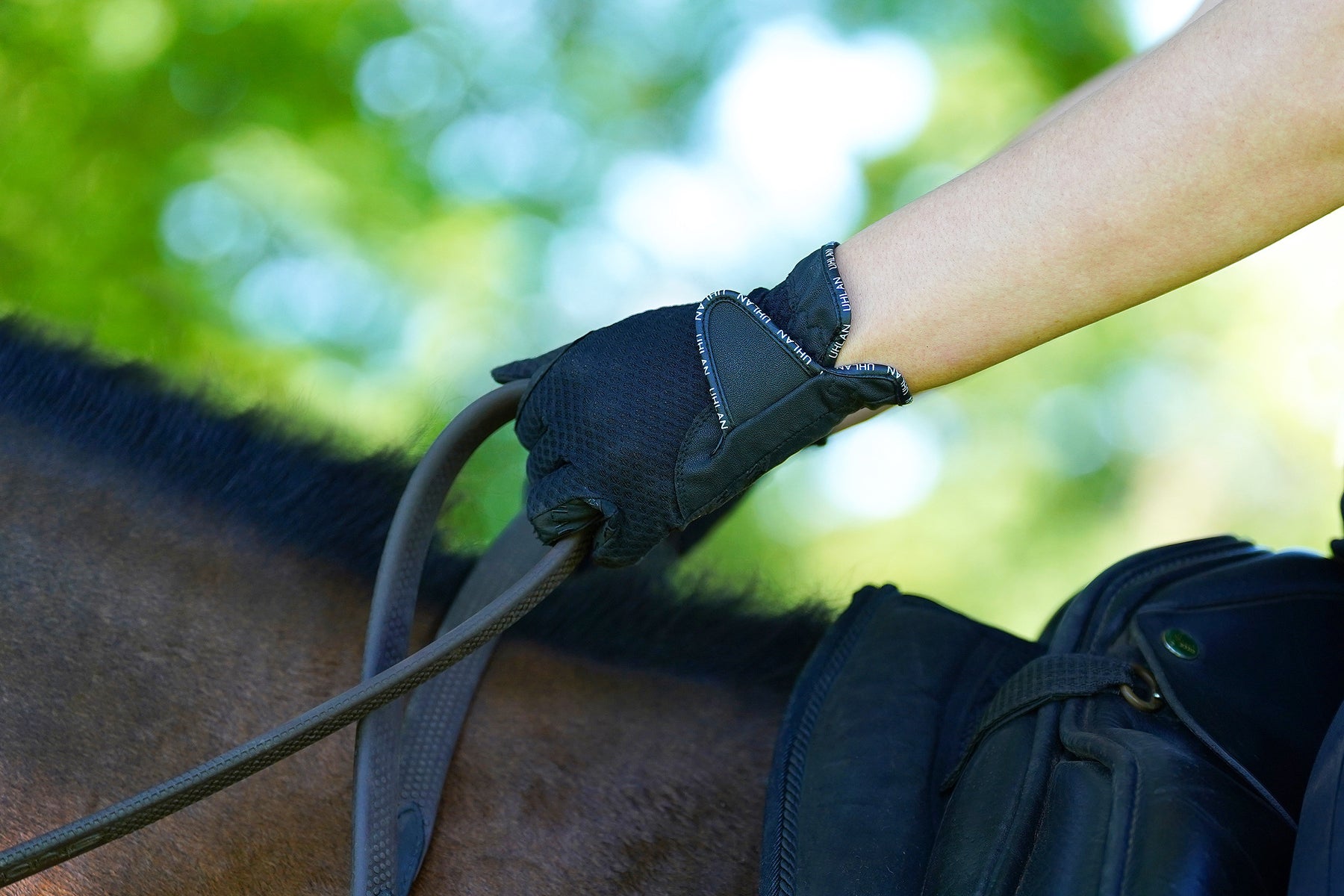 Black Mesh Grip Horse Riding Gloves Unisex Breathable Equestrian – Uhlan