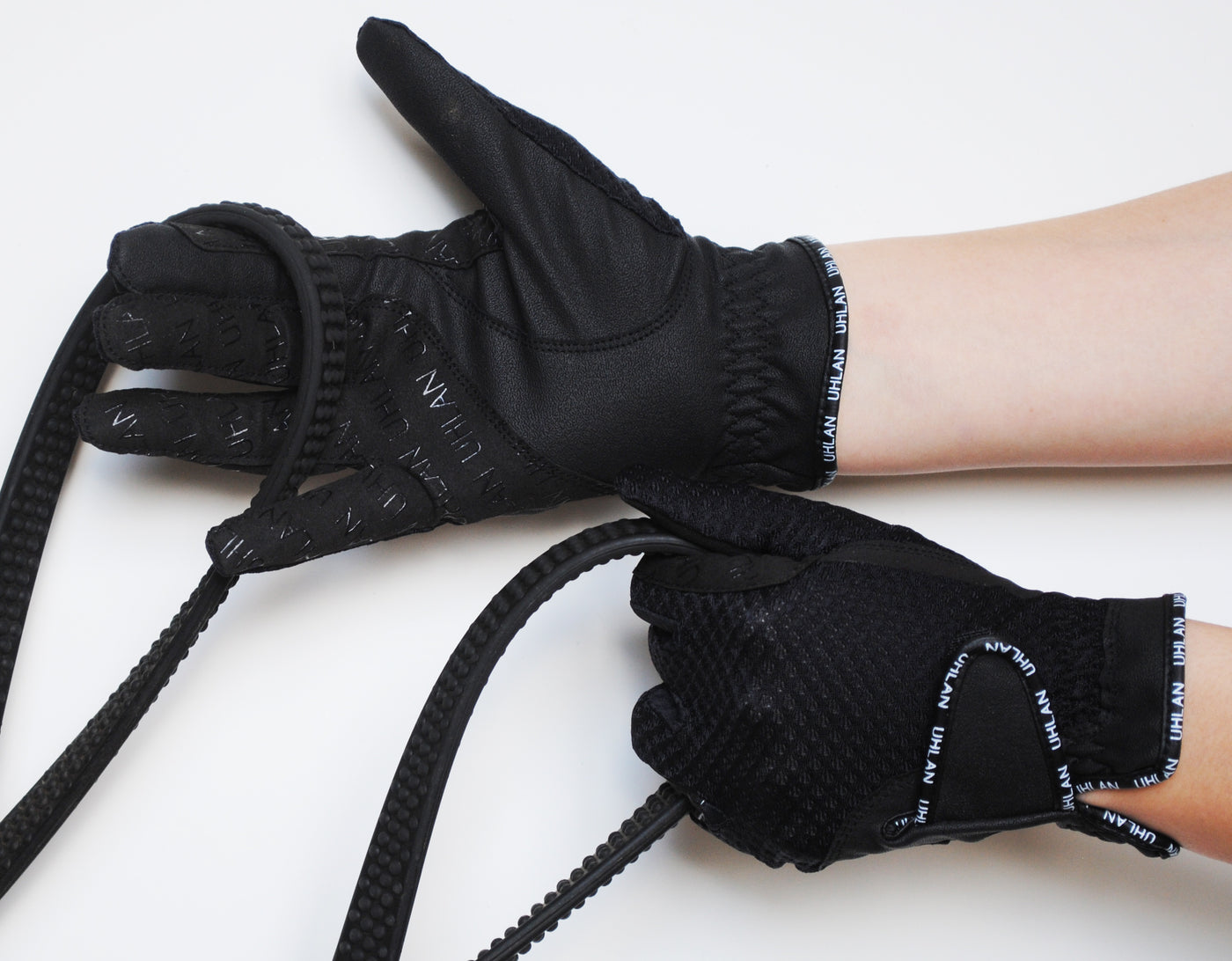 Black Mesh Grip Horse Riding Gloves Unisex Breathable Equestrian – Uhlan